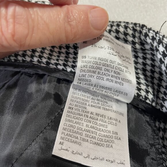 INC Tapered Leg Pants Houndstooth Plaid Black White Silver Metallic Size 4 - Picture 15 of 15